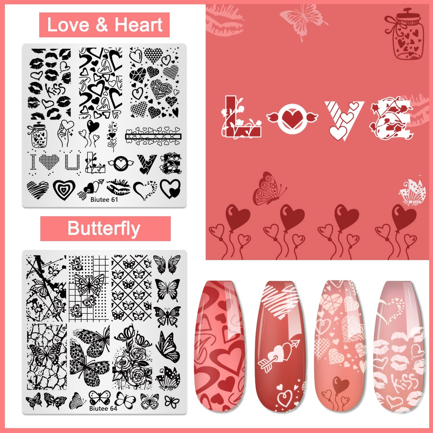 Demonstration of the Biutee transparent stamping tool being aligned over a detailed floral pattern