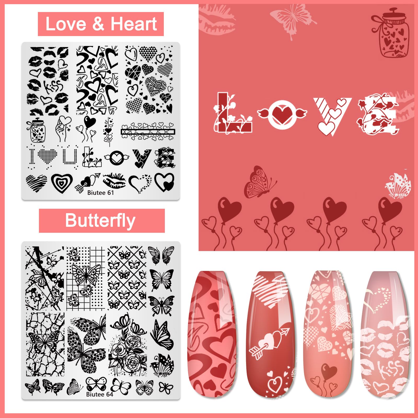Demonstration of the Biutee transparent stamping tool being aligned over a detailed floral pattern
