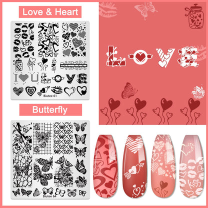 Demonstration of the Biutee transparent stamping tool being aligned over a detailed floral pattern