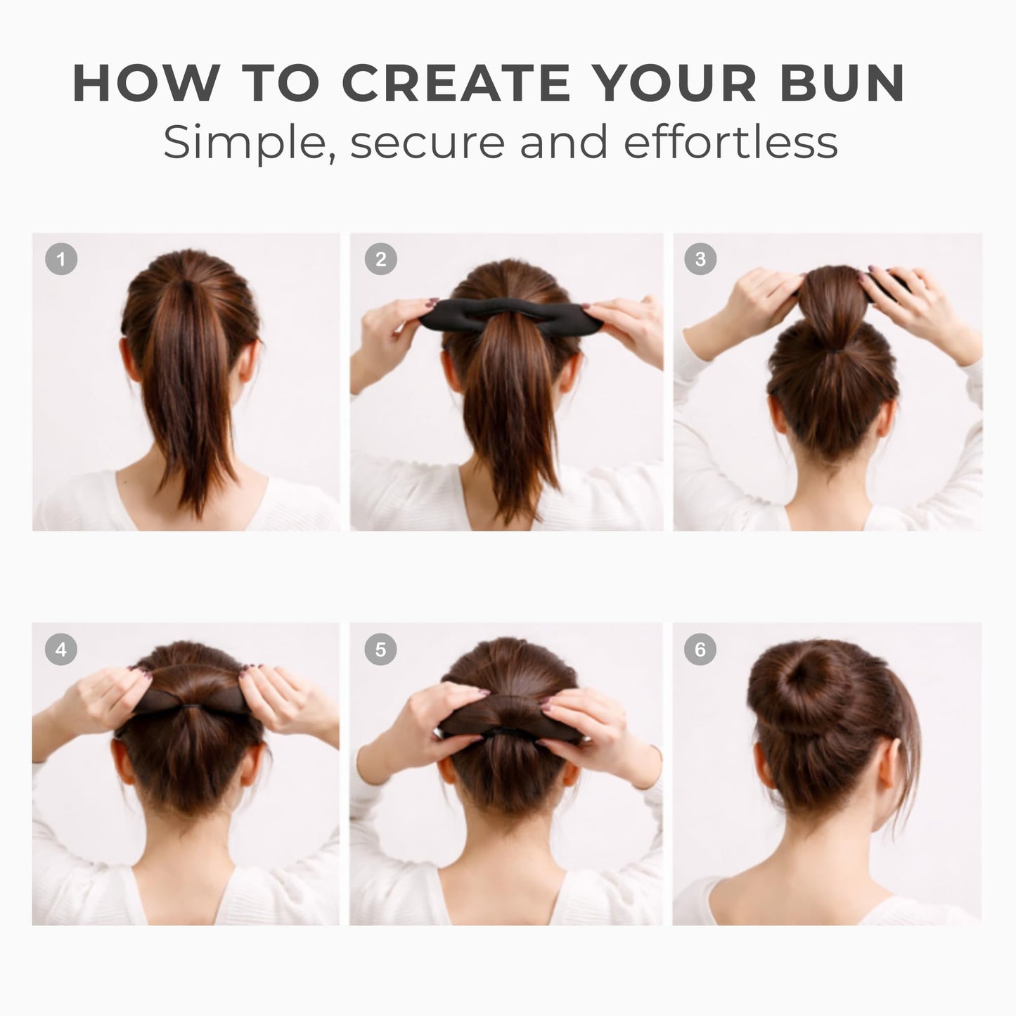 Demonstration view of the brown flexible sponge wand used for creating a French twist hairstyle.