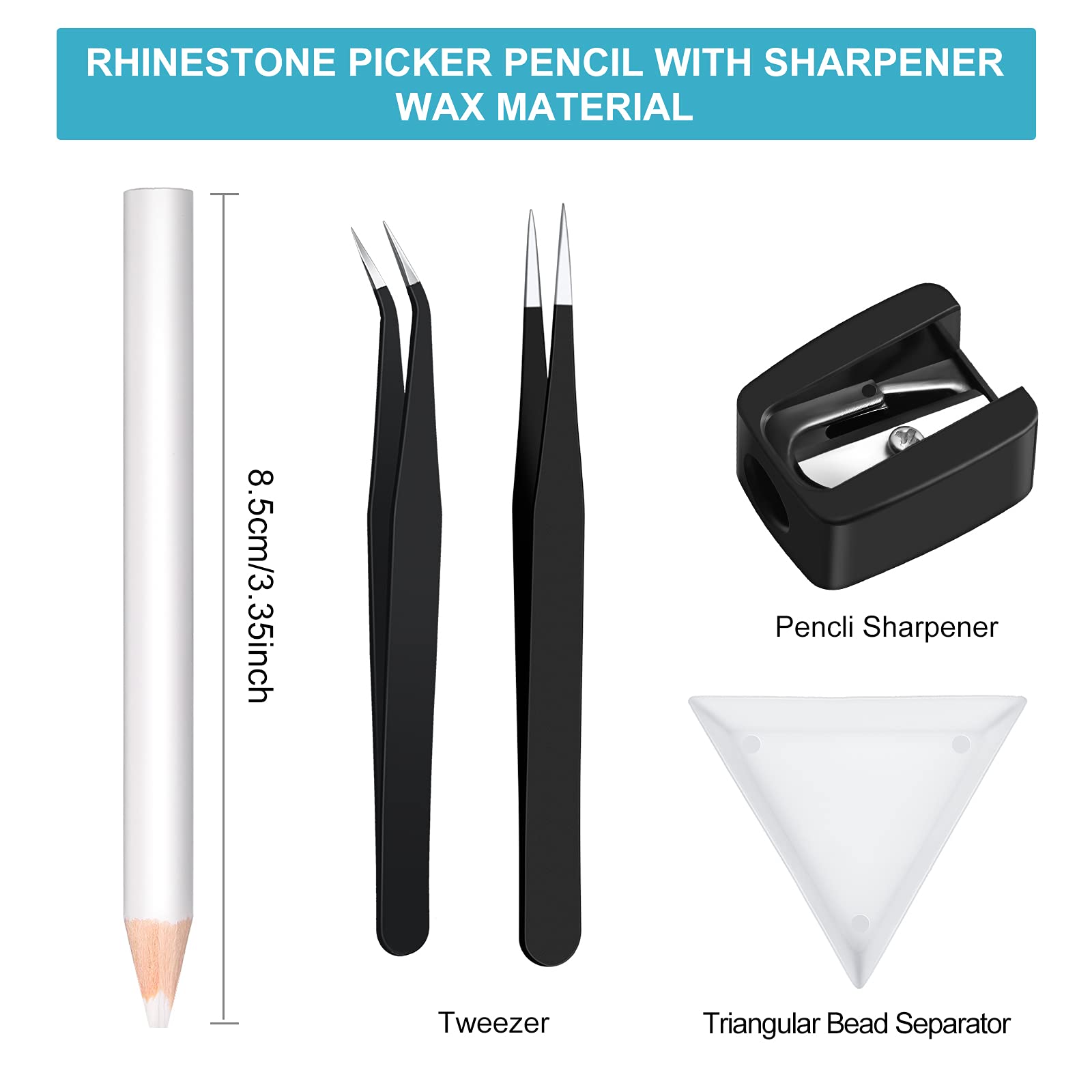 Detailed shot of the plastic triangular sorting trays included in the Maitys 22 piece diamond painting kit.