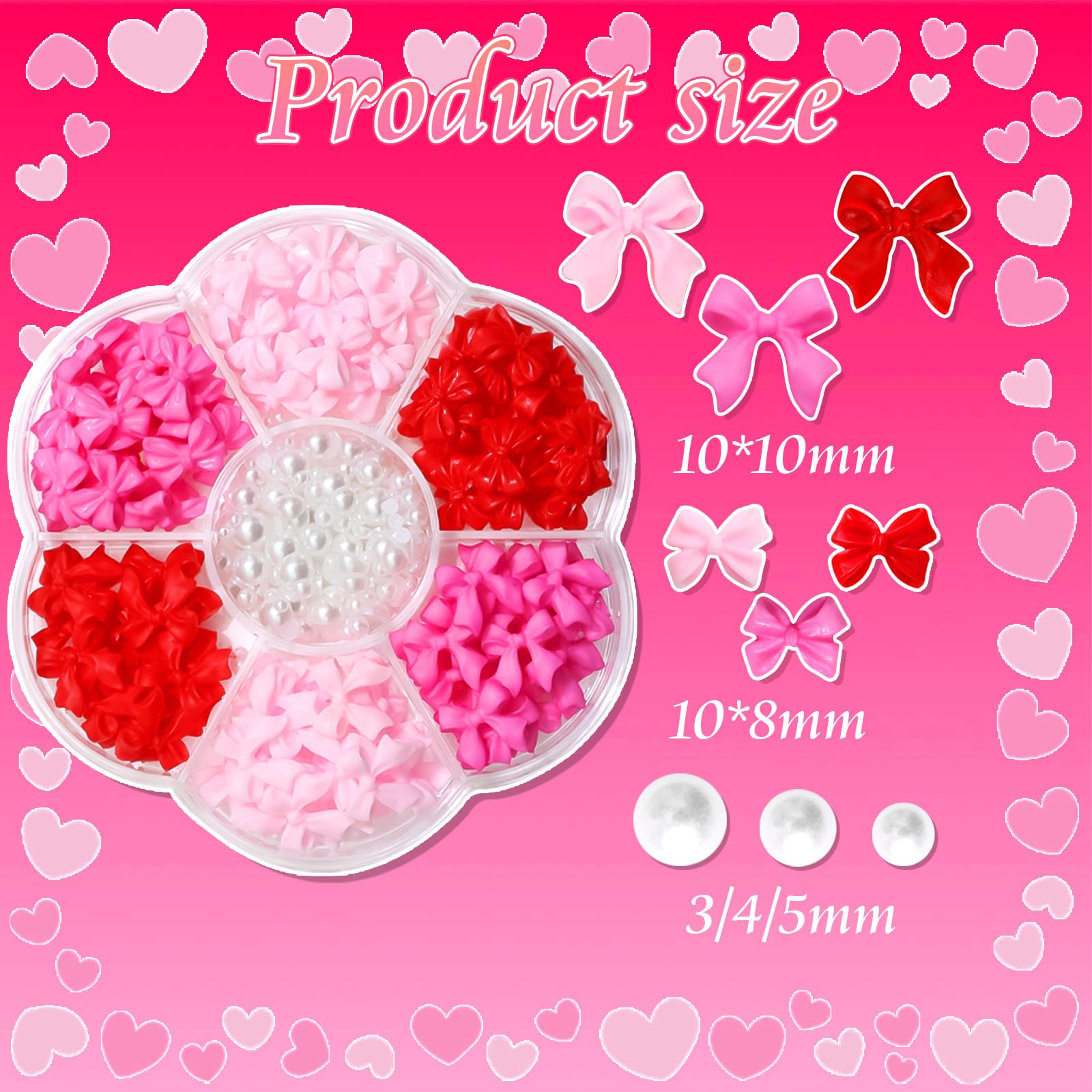 Flower shaped container with assorted nail charms