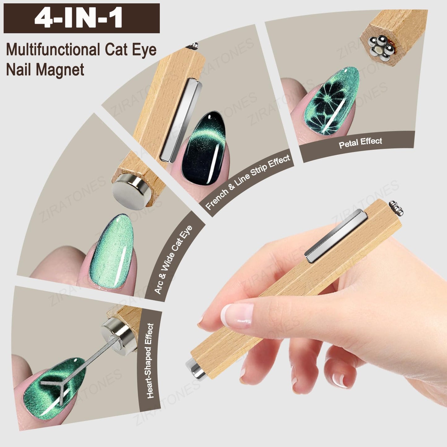 Close up of Ziratones 3-in-1 magnetic nail art pen showing heart tip