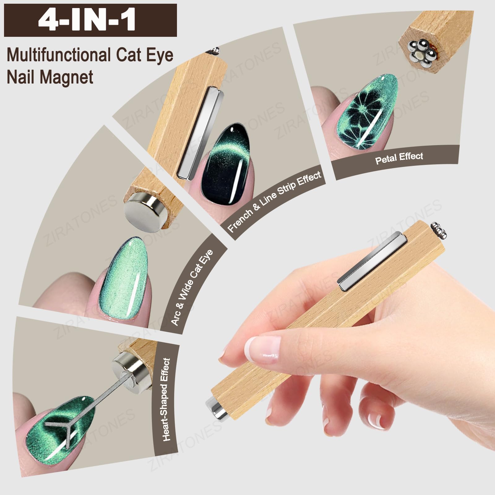 Close up of Ziratones 3-in-1 magnetic nail art pen showing heart tip