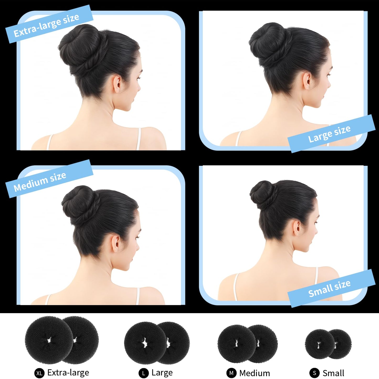 FANDAMEI dark brown hair donut bun maker set designed for secure hairstyles and voluminous chignons.