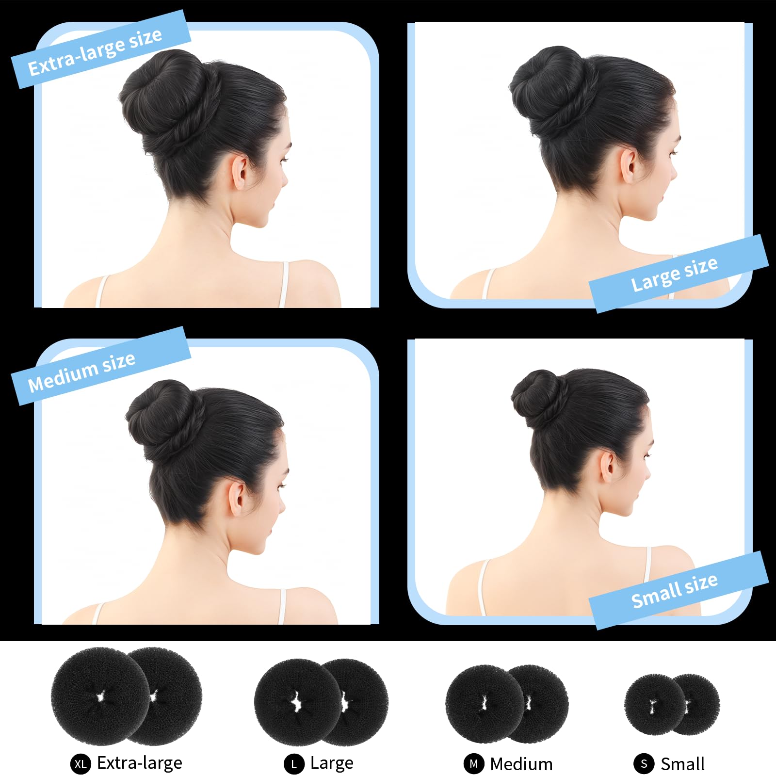FANDAMEI dark brown hair donut bun maker set designed for secure hairstyles and voluminous chignons.