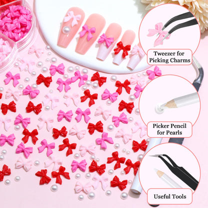DIY nail art design using Rodaky bow charms