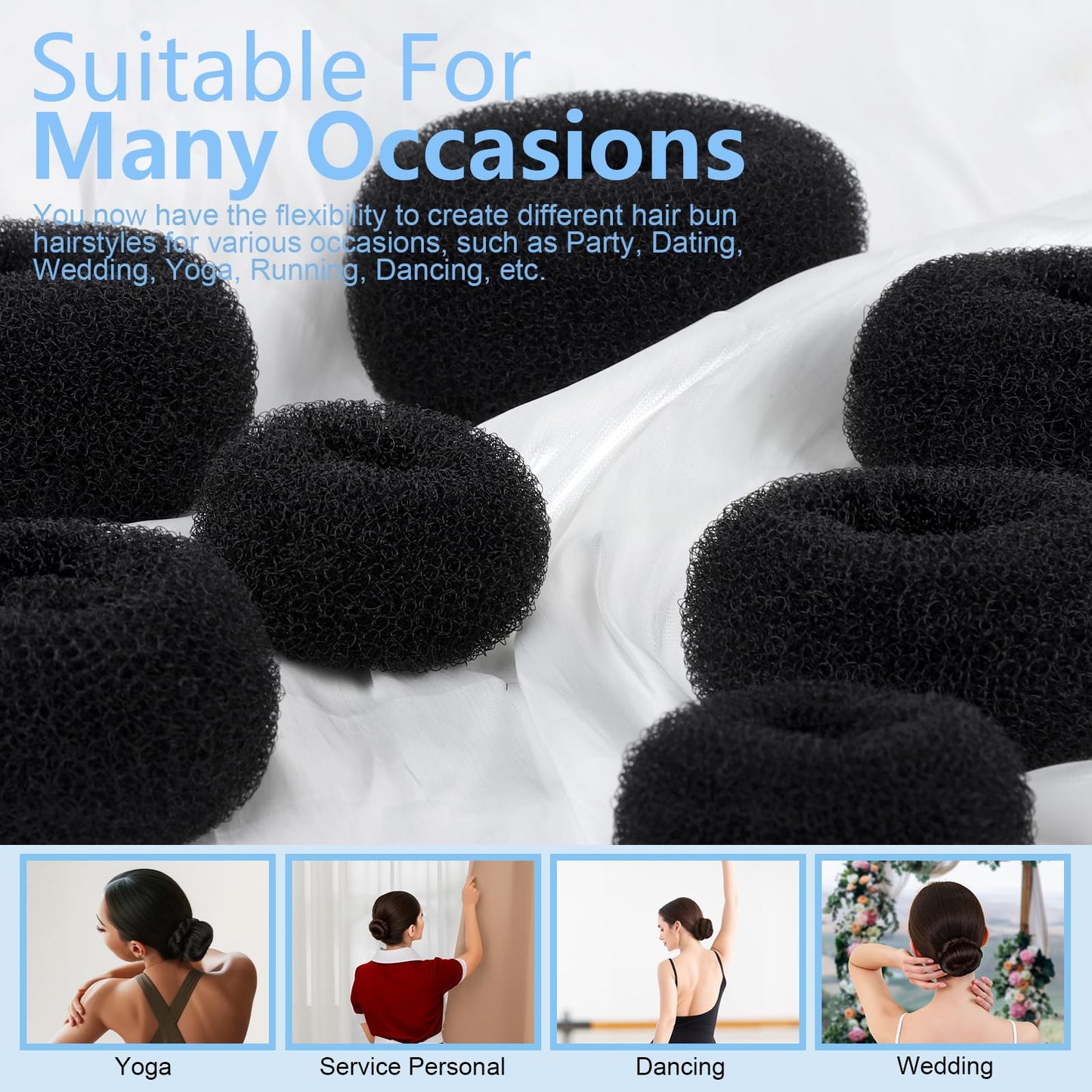 Close up view of the durable lightweight mesh material used in the FANDAMEI hair bun styling tools.