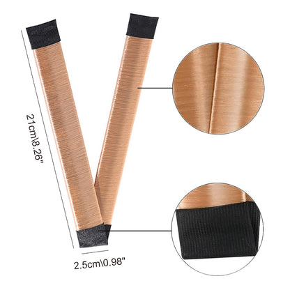 Foresrum ballet bun maker tool straightened out demonstrating the flexible inner metal bands.