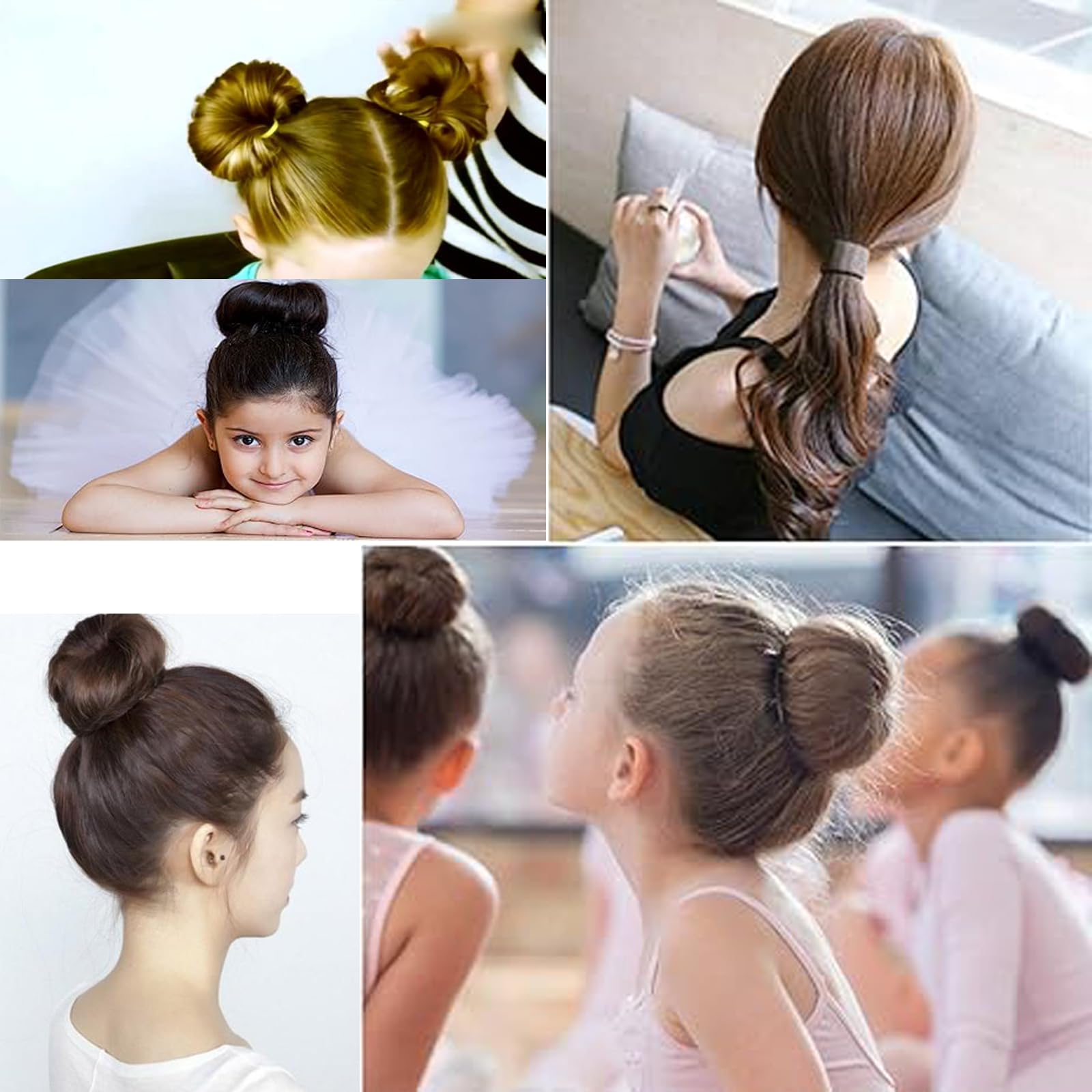 Foresrum multi shade pack containing black and brown hair accessories for women and kids.