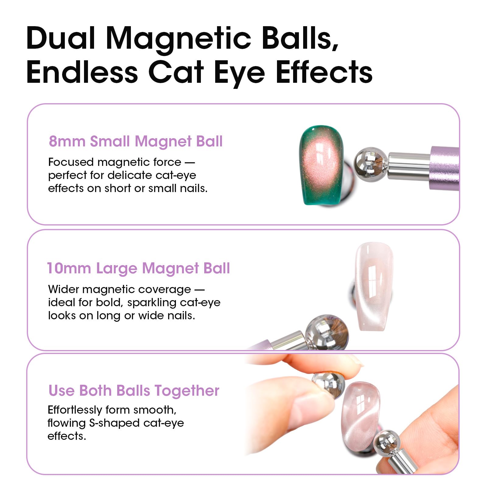 Gellen nail magnet tool with round bead end