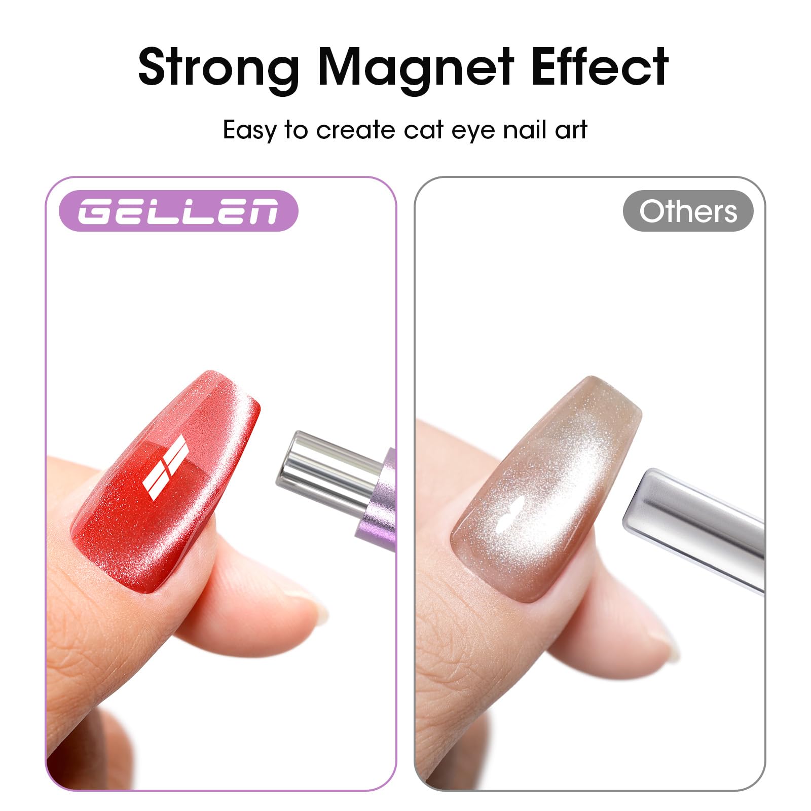 Hand holding Gellen double-ended magnetic tool over nail