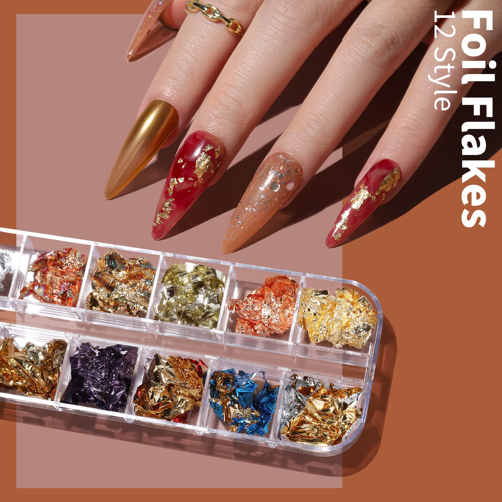Twelve compartment storage wheel containing multi colored acrylic rhinestones for nail design