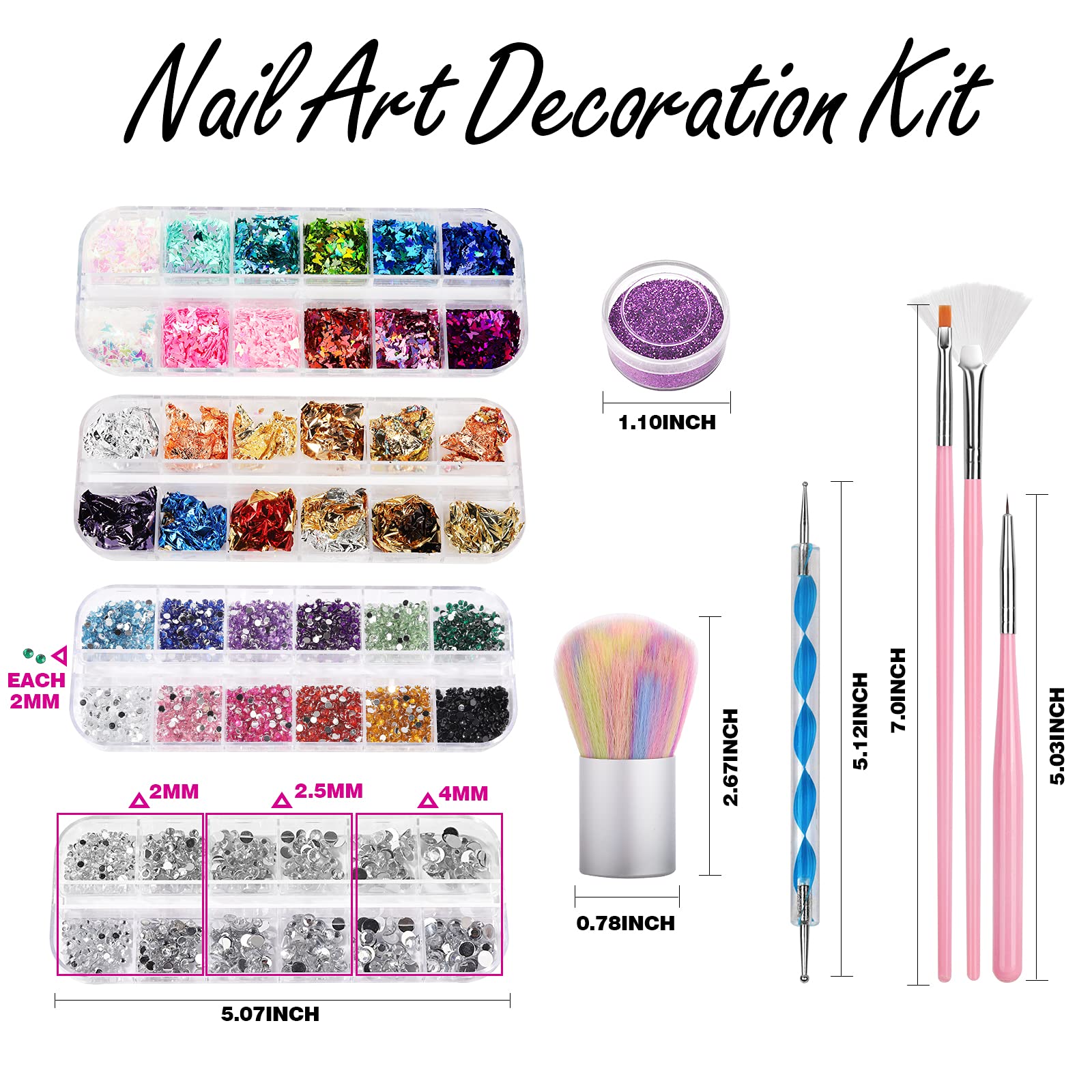 FANDAMEI pink nail design brushes and dual-ended dotting pens
