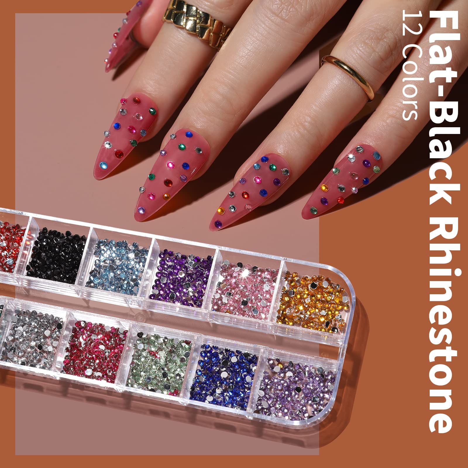 Iridescent butterfly nail art sequins and metallic foils packaged in clear organized cases