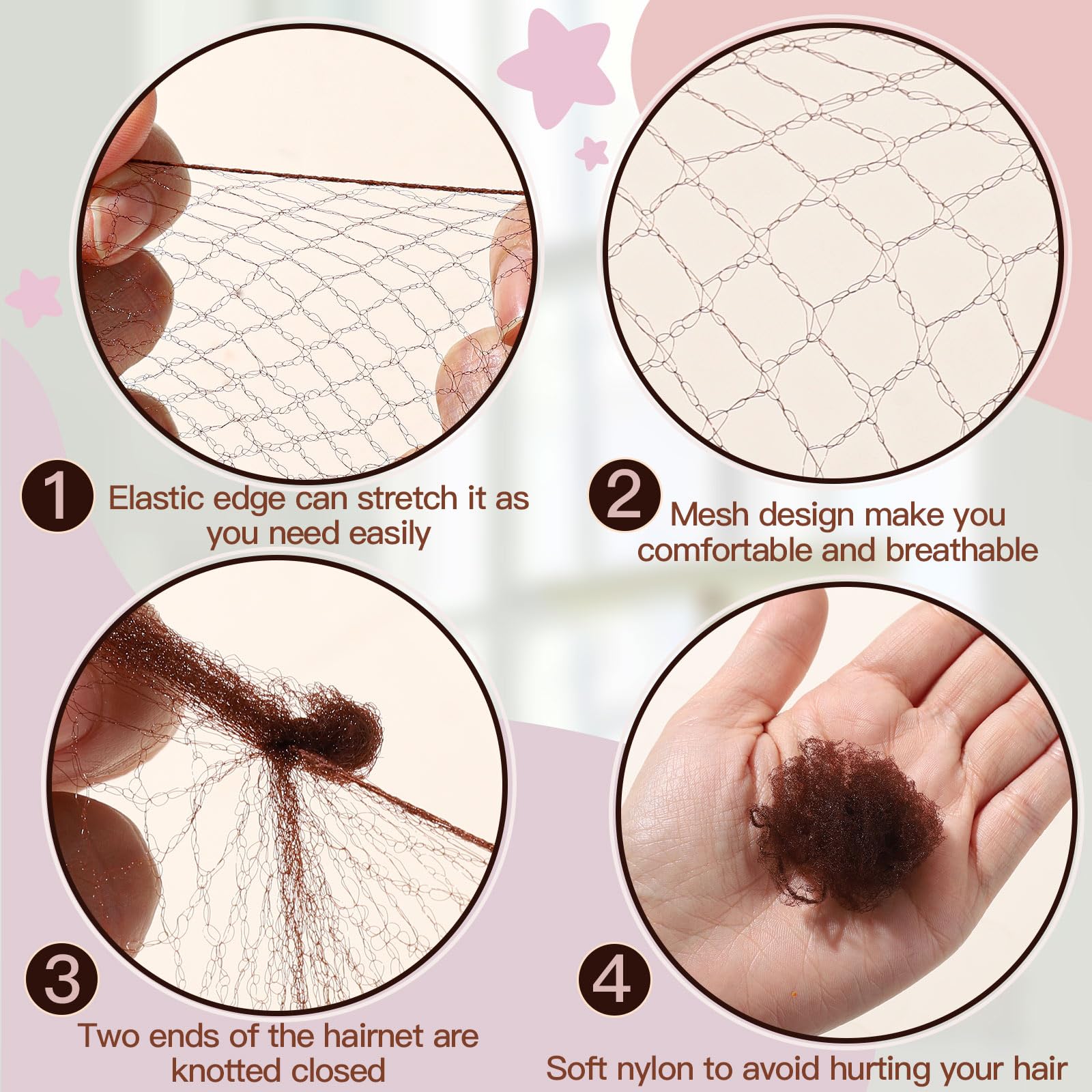 Fandamei six centimeter brown U shaped metal bobby pins with smooth ball tips displayed