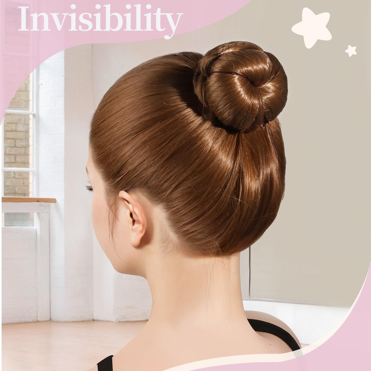 Content layout showing twenty pieces of brown hair nets and forty pieces of bobby pins side by side