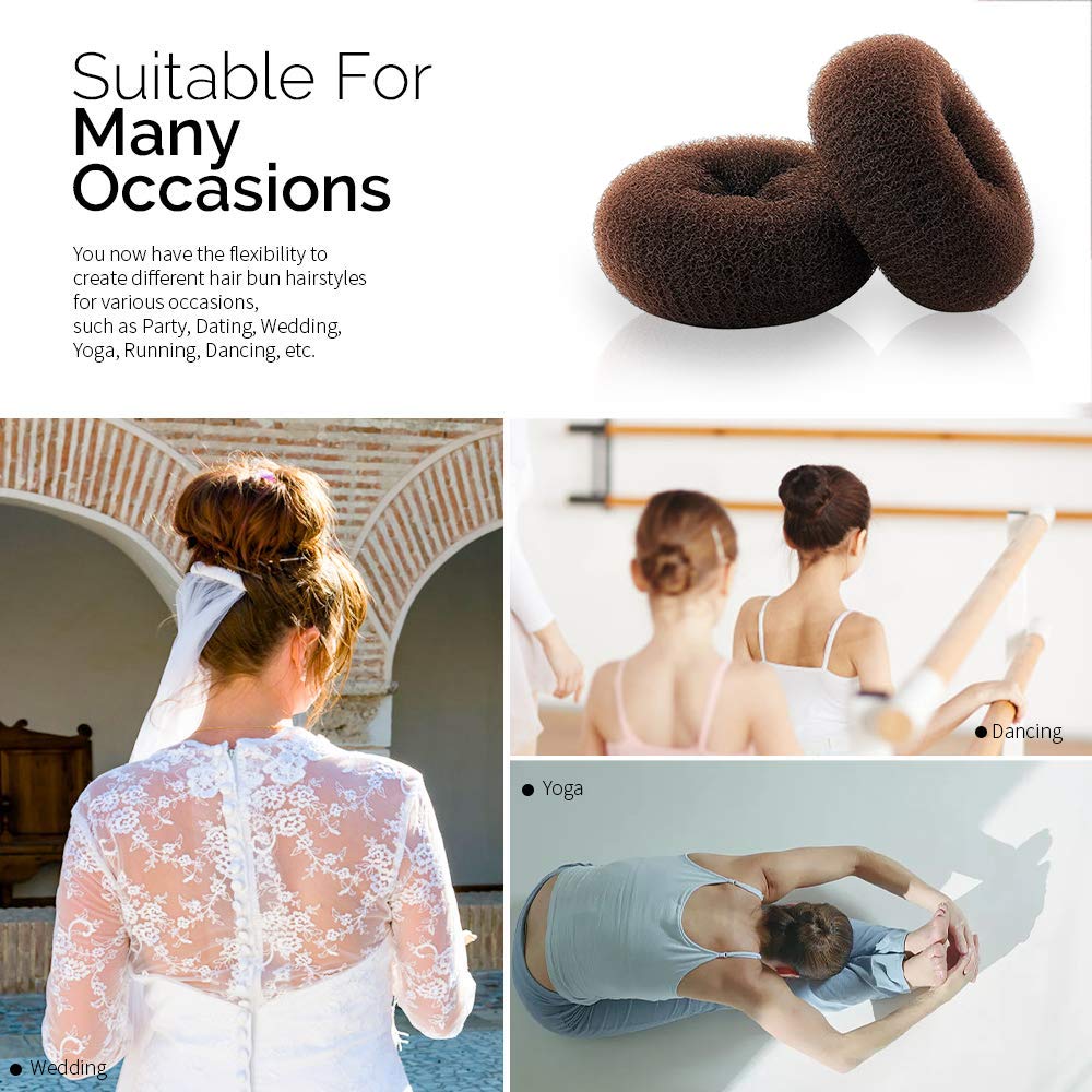 Brown medium hair doughnut styling accessory for creating neat ballet buns