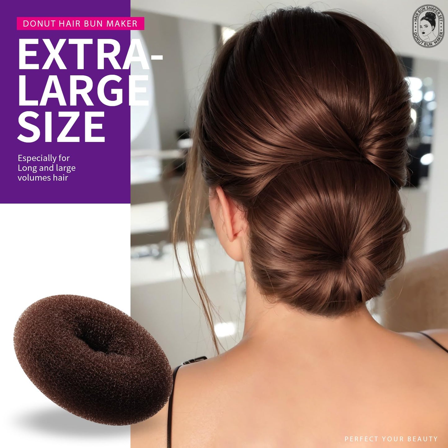 Teenitor multi-size chignon hair styling tools for women and girls with dark hair