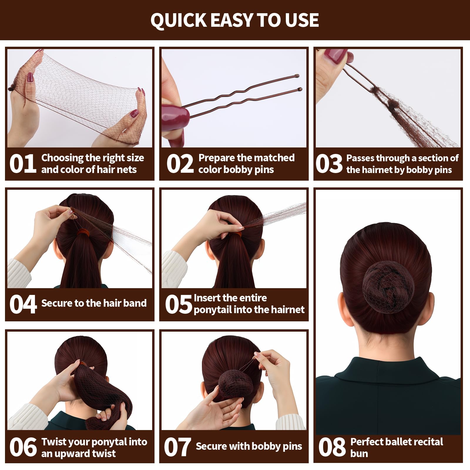 Teenitor invisible mesh bun covers showing elasticity and durability for thick hair types.