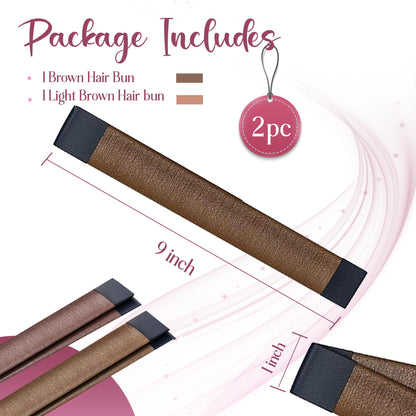Comparison of the brown and light brown hair styling tools next to the product packaging