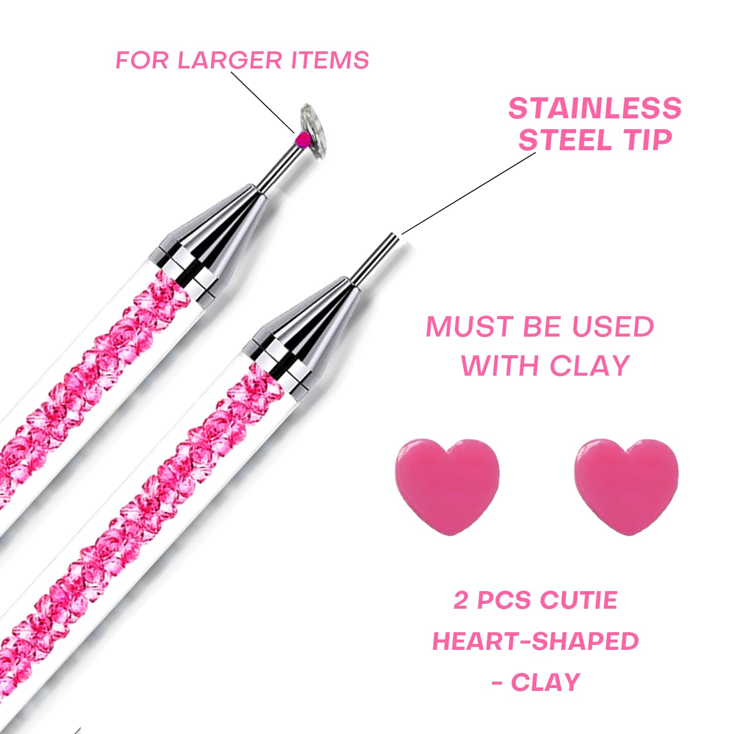 Yaoociy pink precision tweezers for nail art and crystal placement