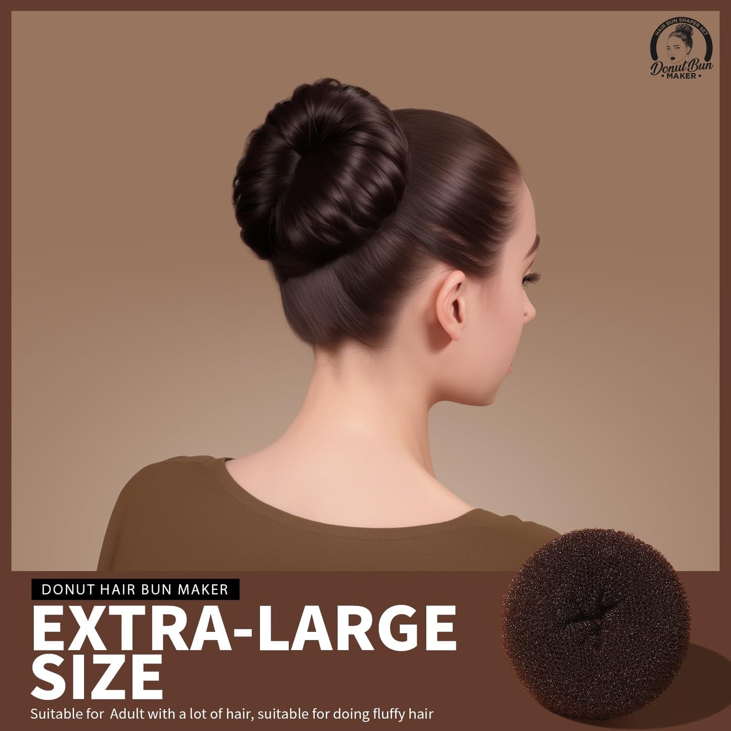 Close-up view of the lightweight and durable nylon mesh material of the Teenitor brown hair bun maker.