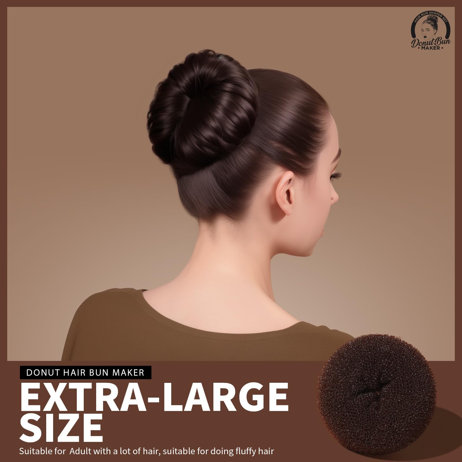Close-up view of the lightweight and durable nylon mesh material of the Teenitor brown hair bun maker.