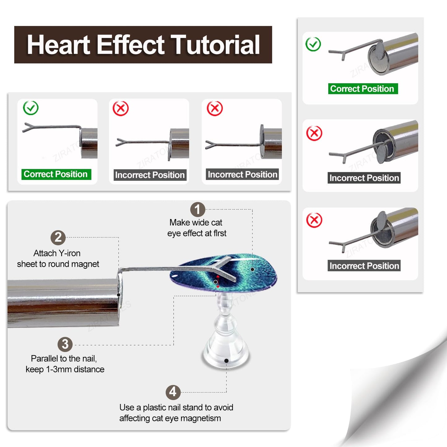 Heart-shaped magnetic tool for 3D gel nail designs