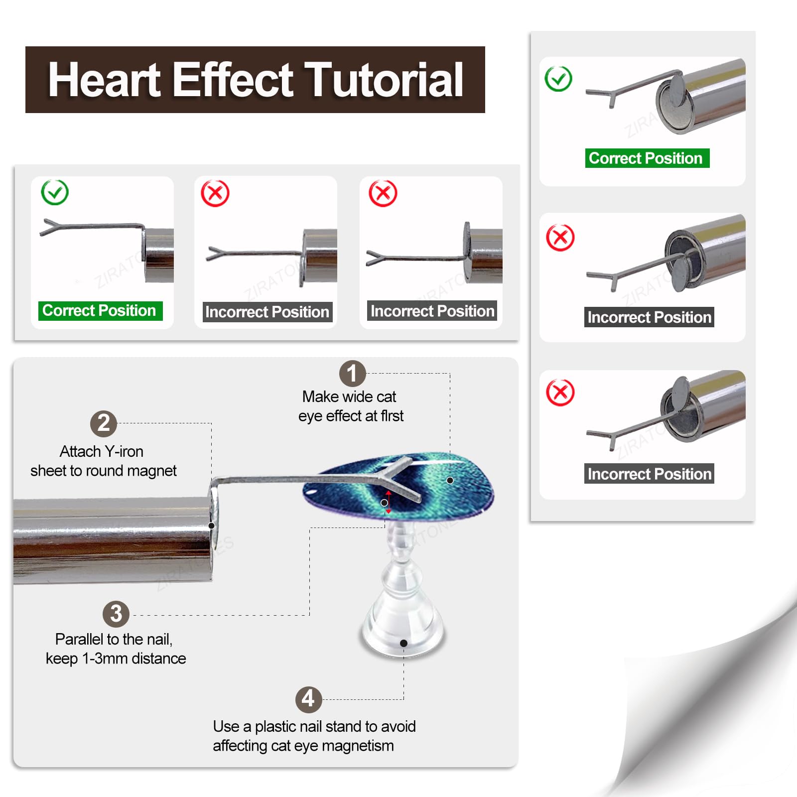 Heart-shaped magnetic tool for 3D gel nail designs