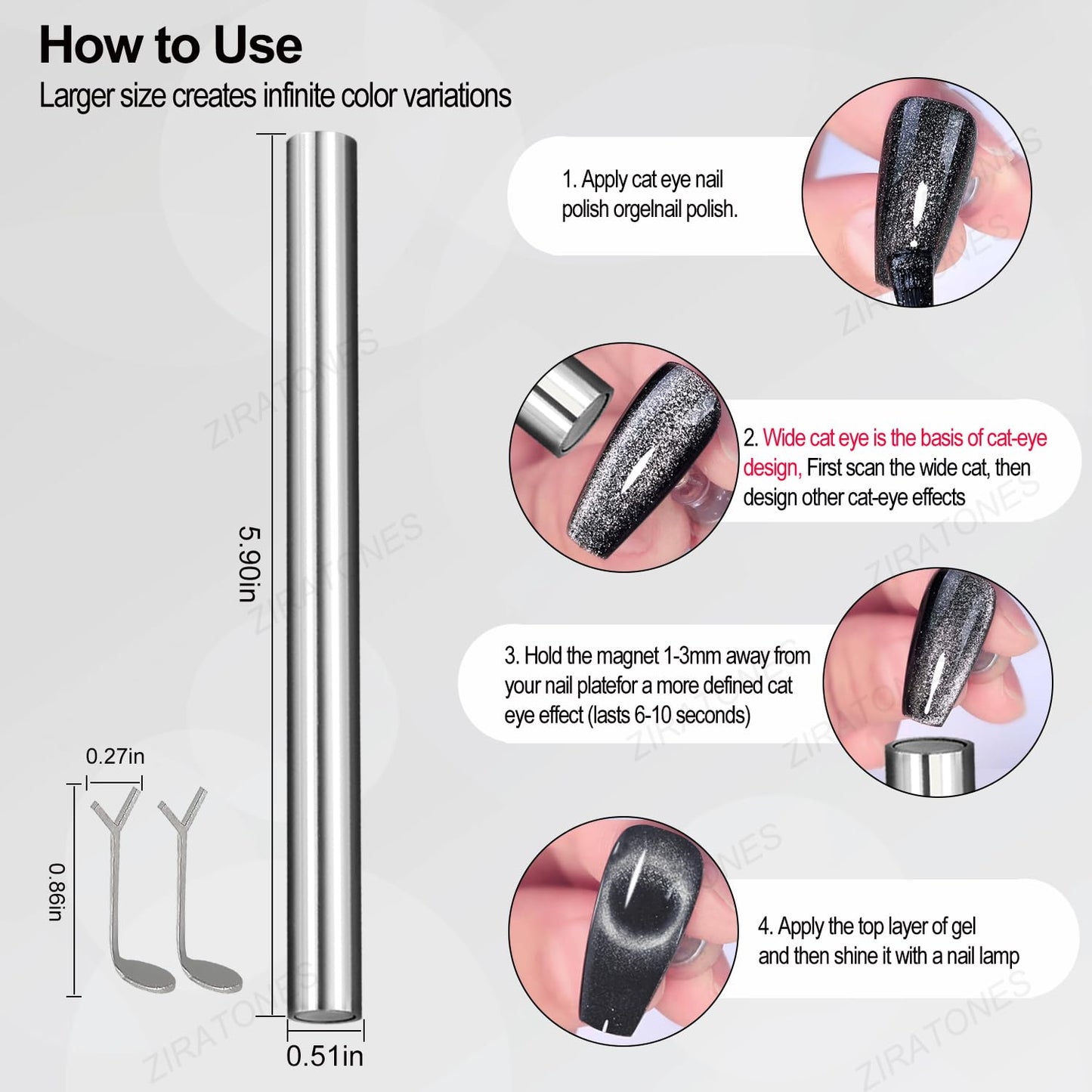Ziratones nail magnet pen for home DIY manicure