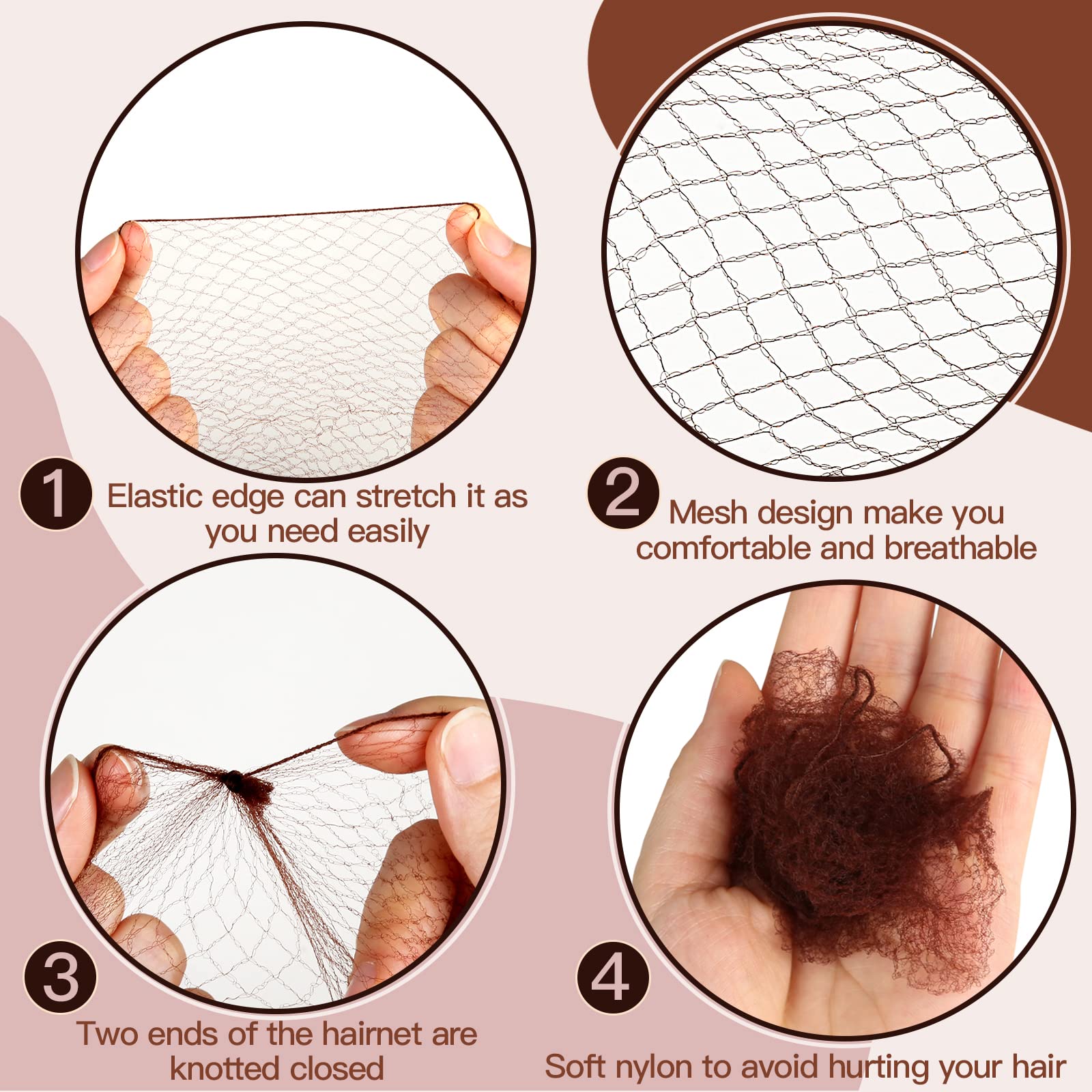 Fandamei brown U shaped hair pins close up highlighting the protective ball tips and six centimeter length.