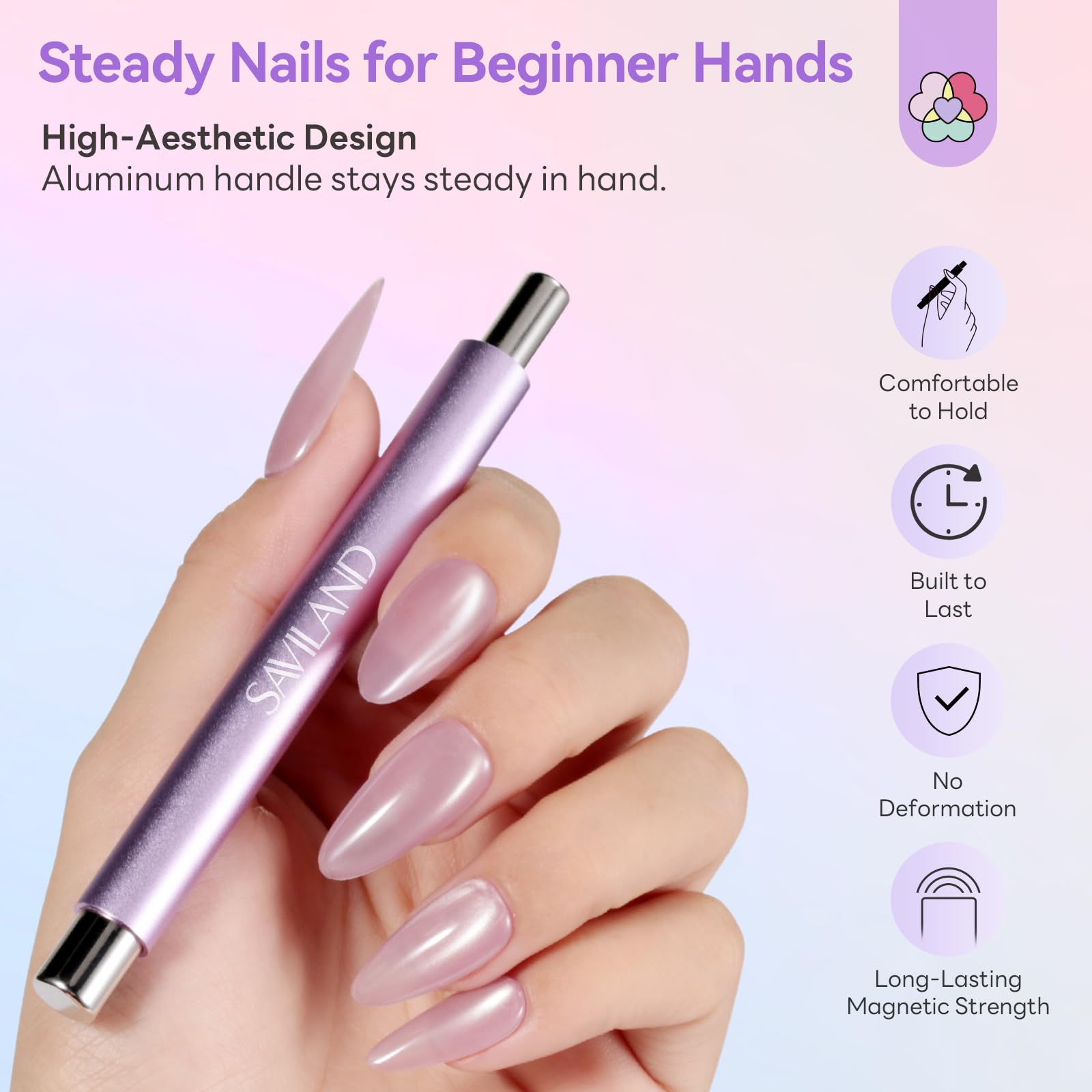 Professional nail art created with Saviland magnetic wand
