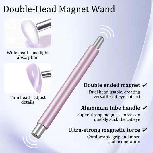 Double-headed magnetic wand for cat eye nail art