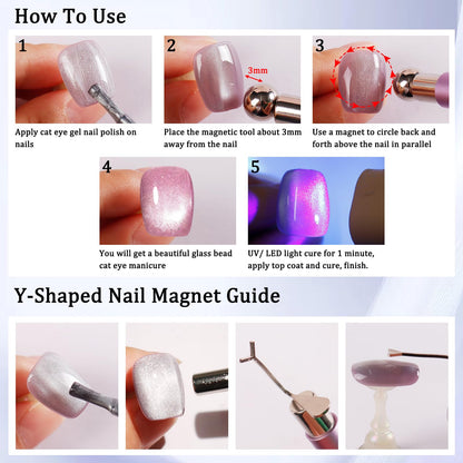 Application demonstration of cat eye magnet on nails