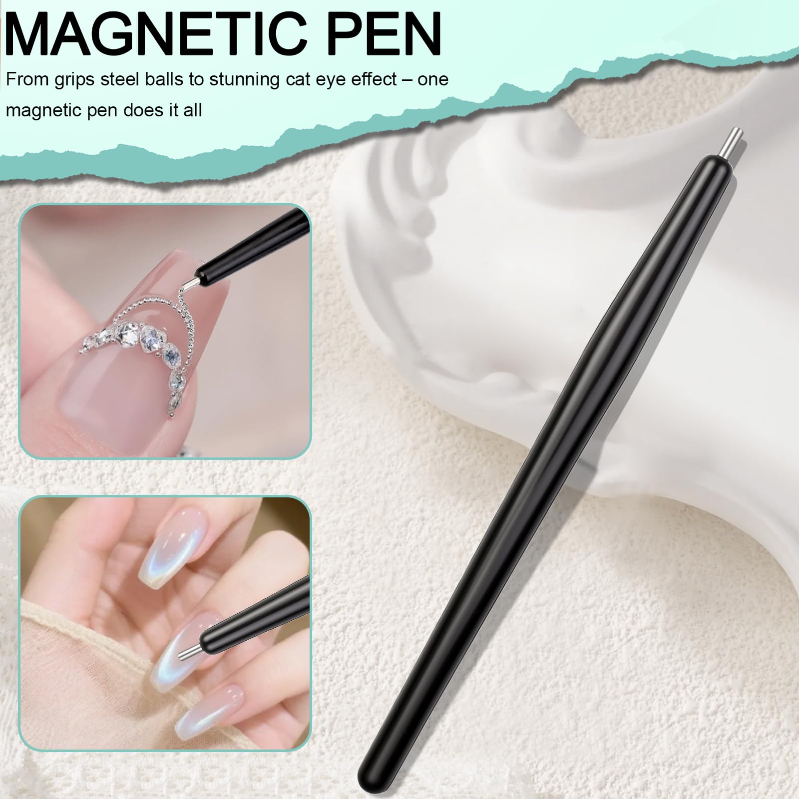 Professional nail art design created with Ebanku magnet tools