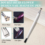 Double ended flower design cat eye nail art stick
