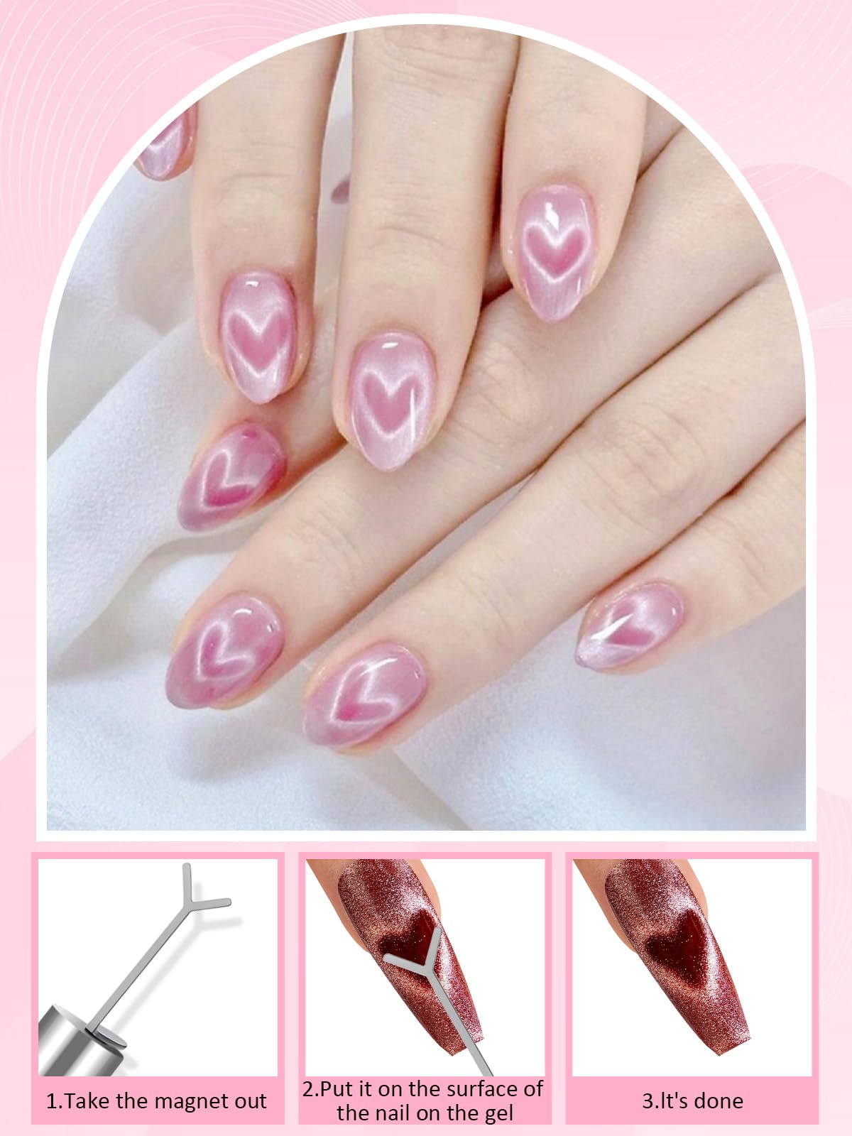 Detailed view of various magnetic wands and sticks for cat eye gel polish