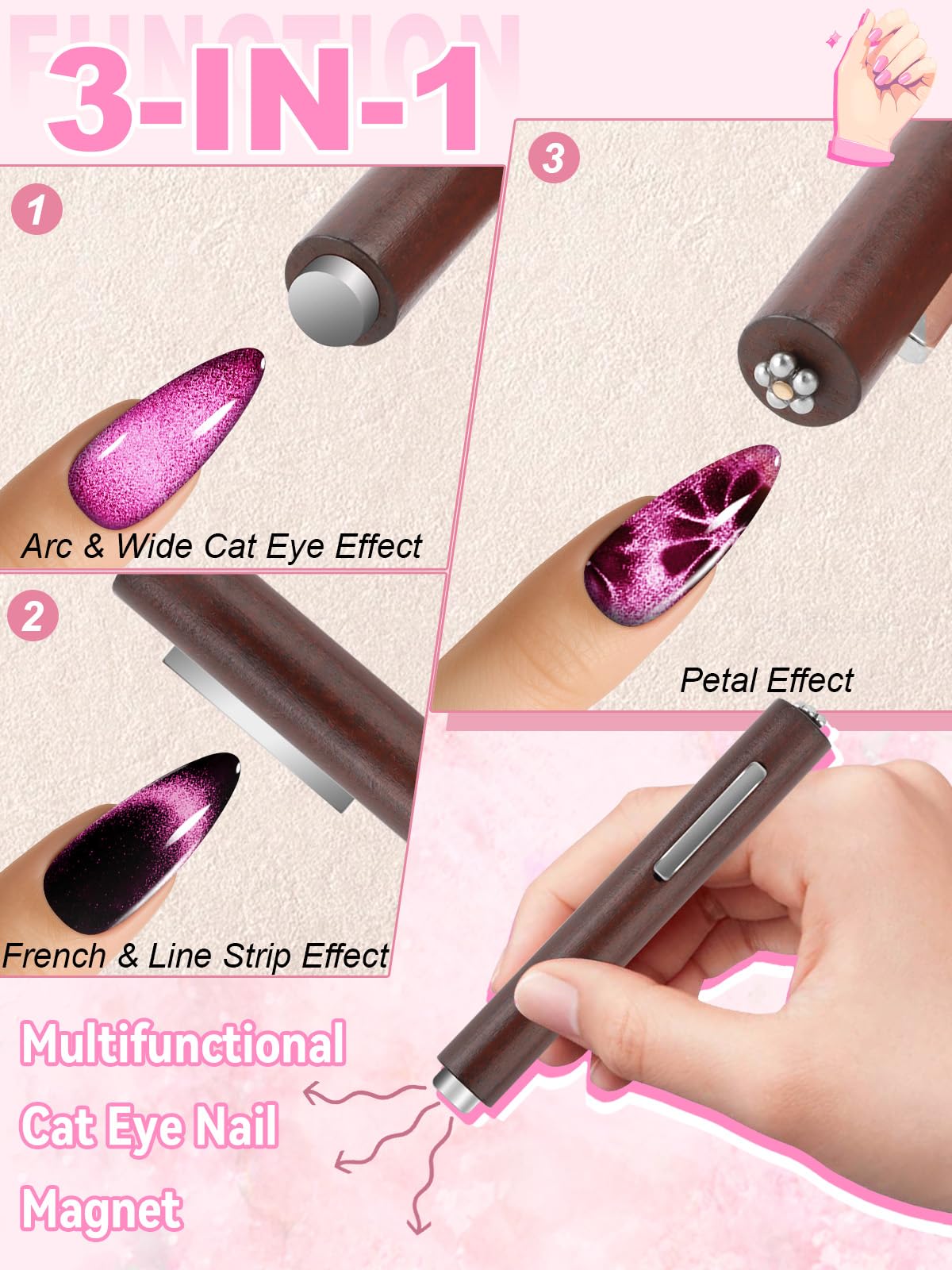 Close up of magnetic balls and sticks for 3D nail design