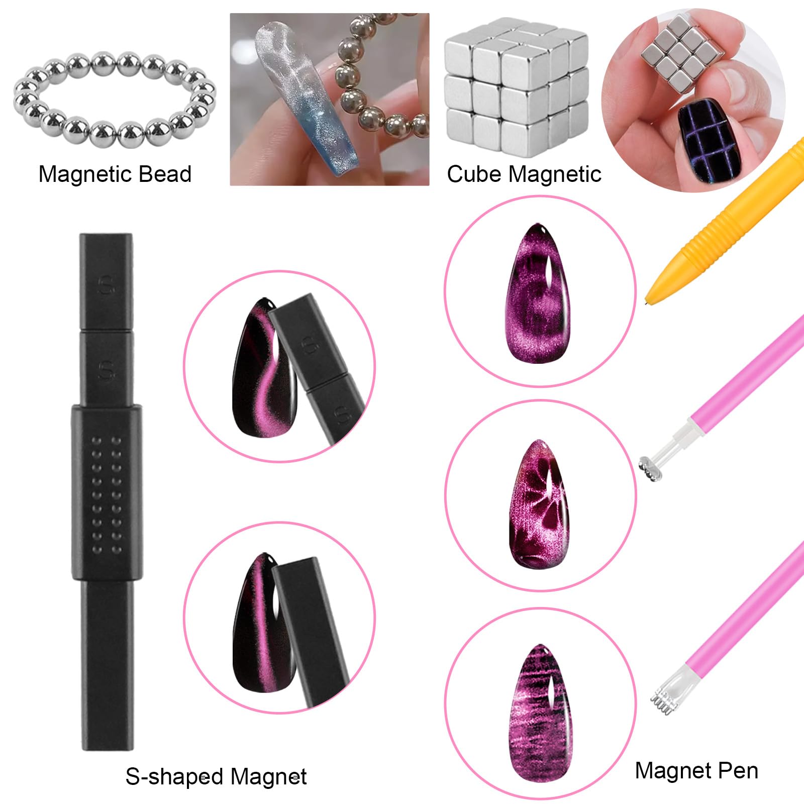 Professional cat eye nail magnet set for salon and home use