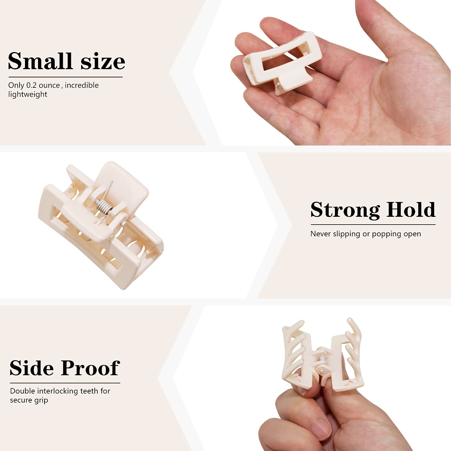 Close up of 1.5 inch mini non-slip hair claw clip