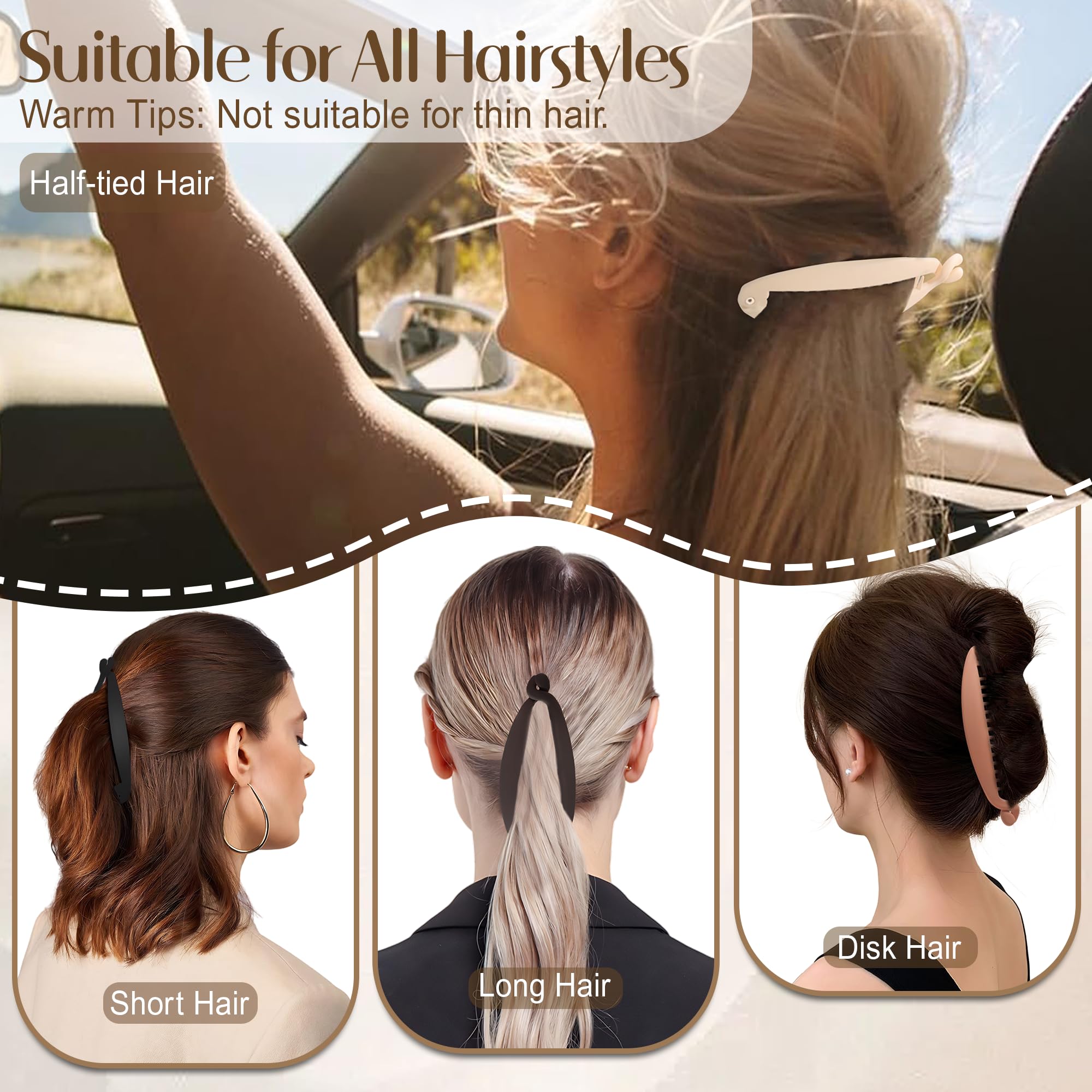 Side profile of flexible banana hair clips for thick hair