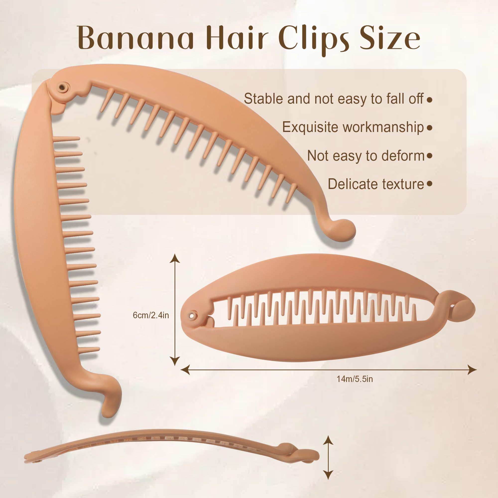 Demonstration of neutral colored banana clips in hair