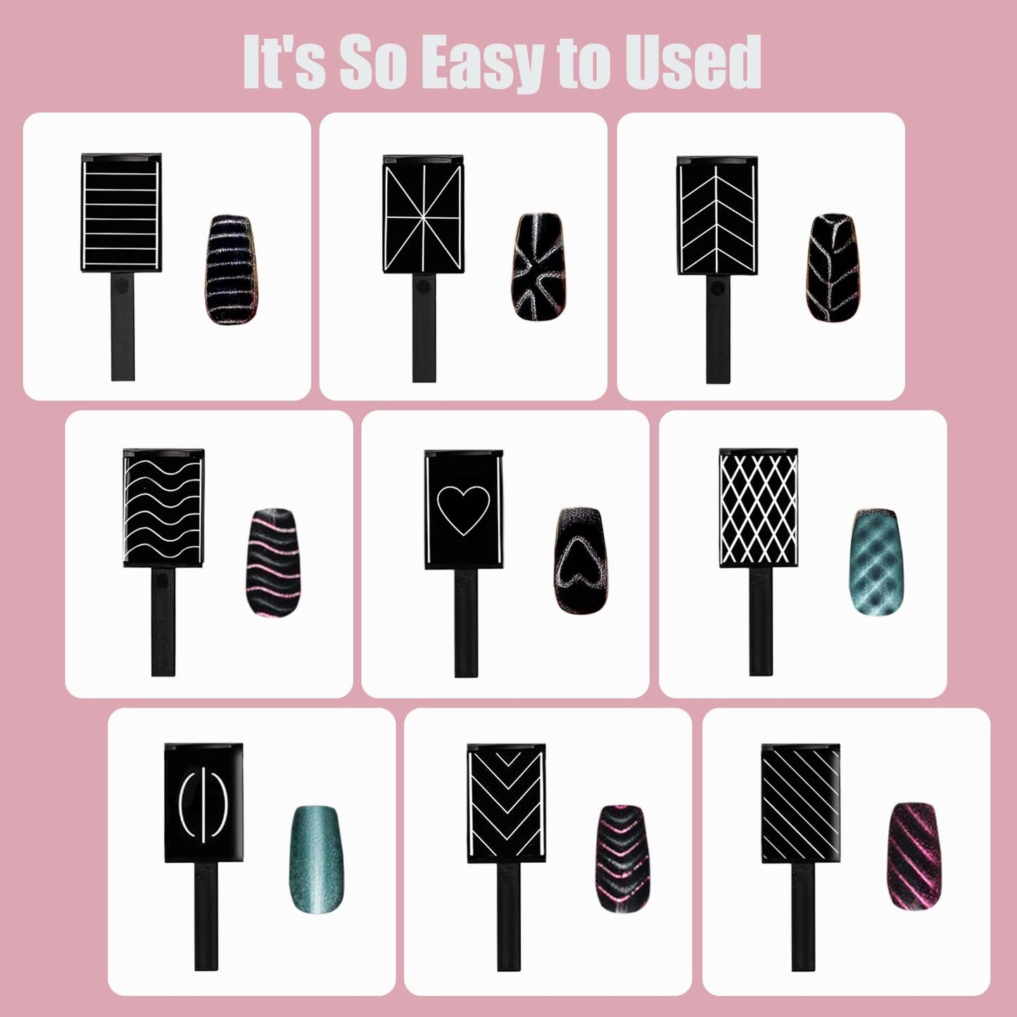 Pink multifunctional nail magnet tool for professional manicures