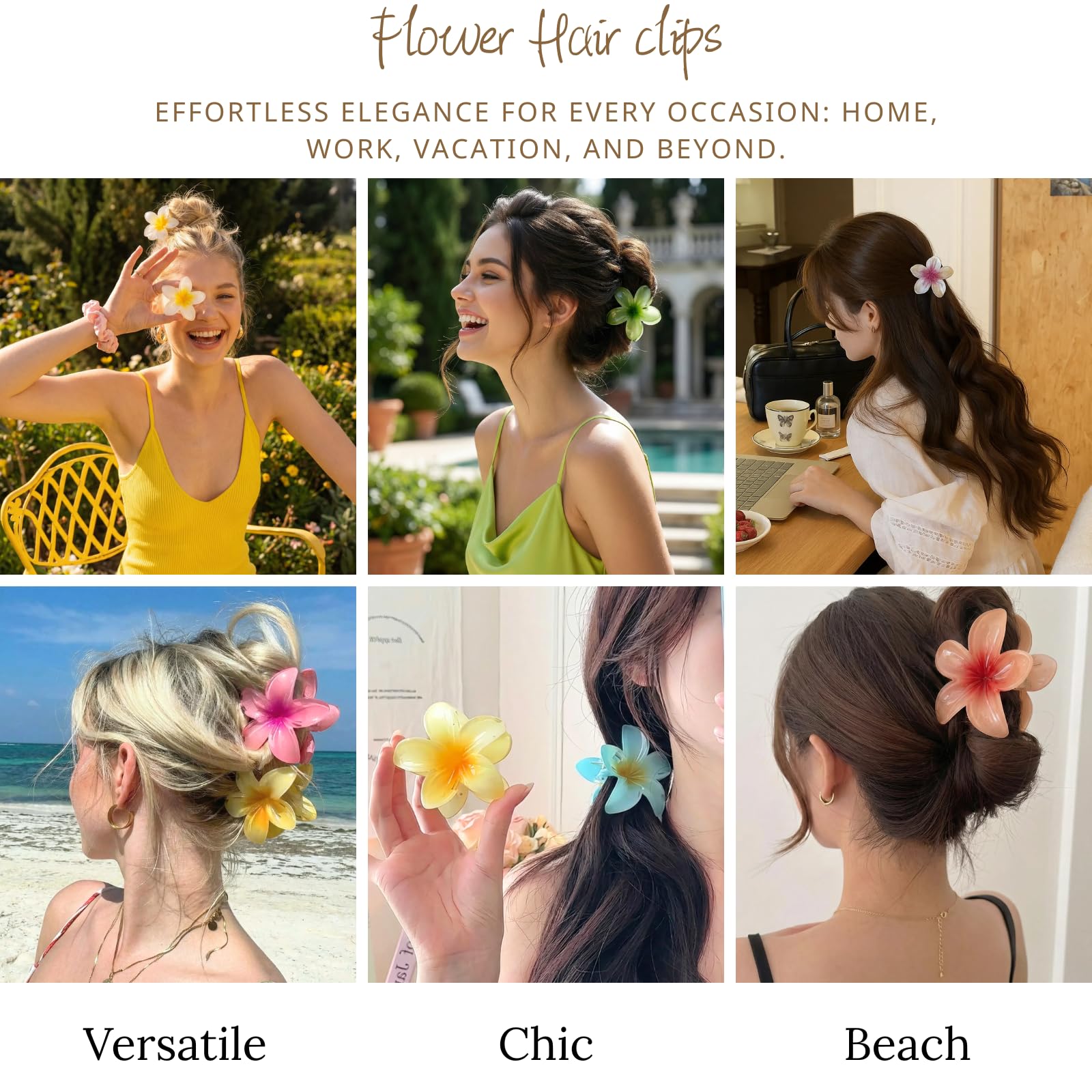 Assorted Dogode flat claw clips and flower hair pins set