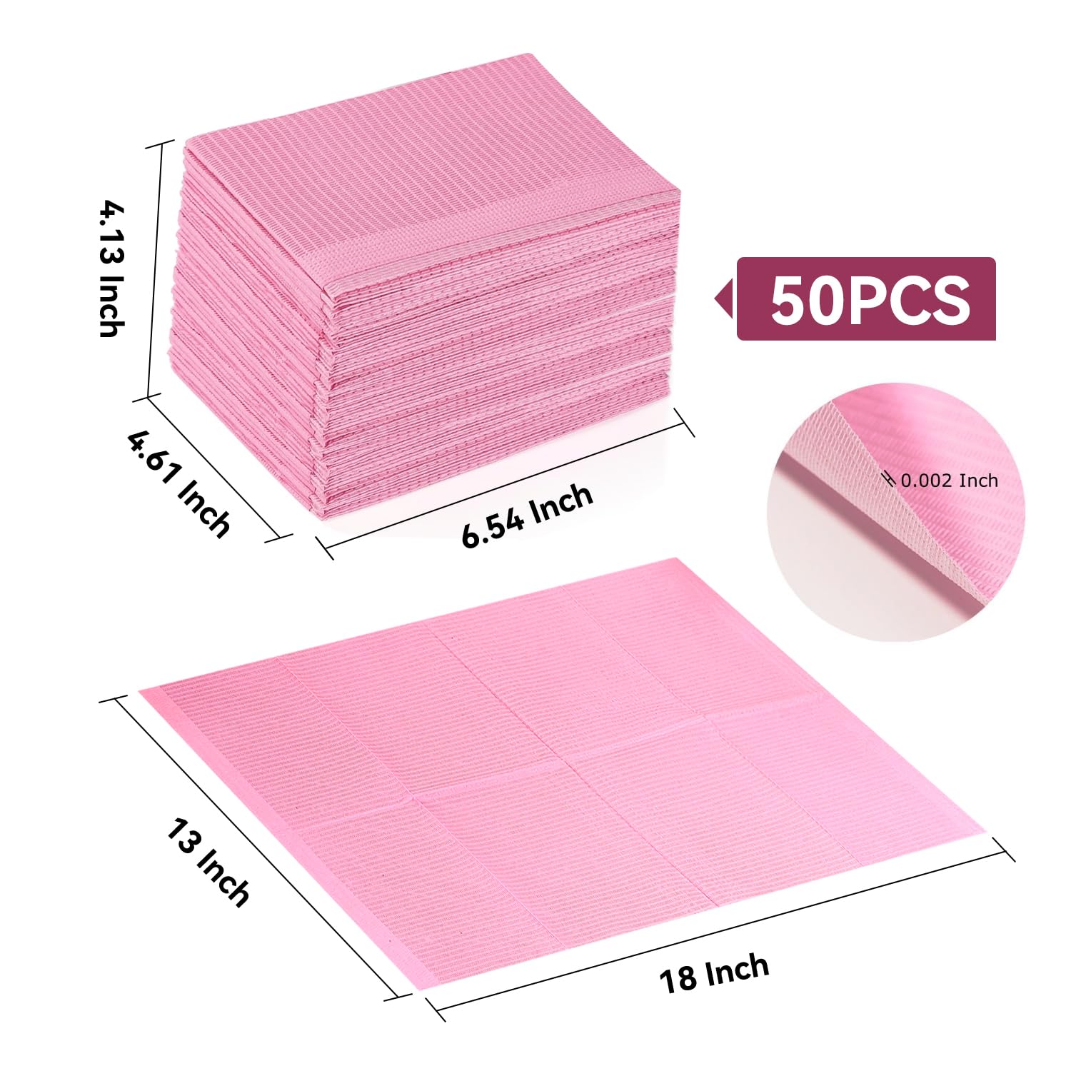 Folded pink Makartt sheets showing textured absorbent side