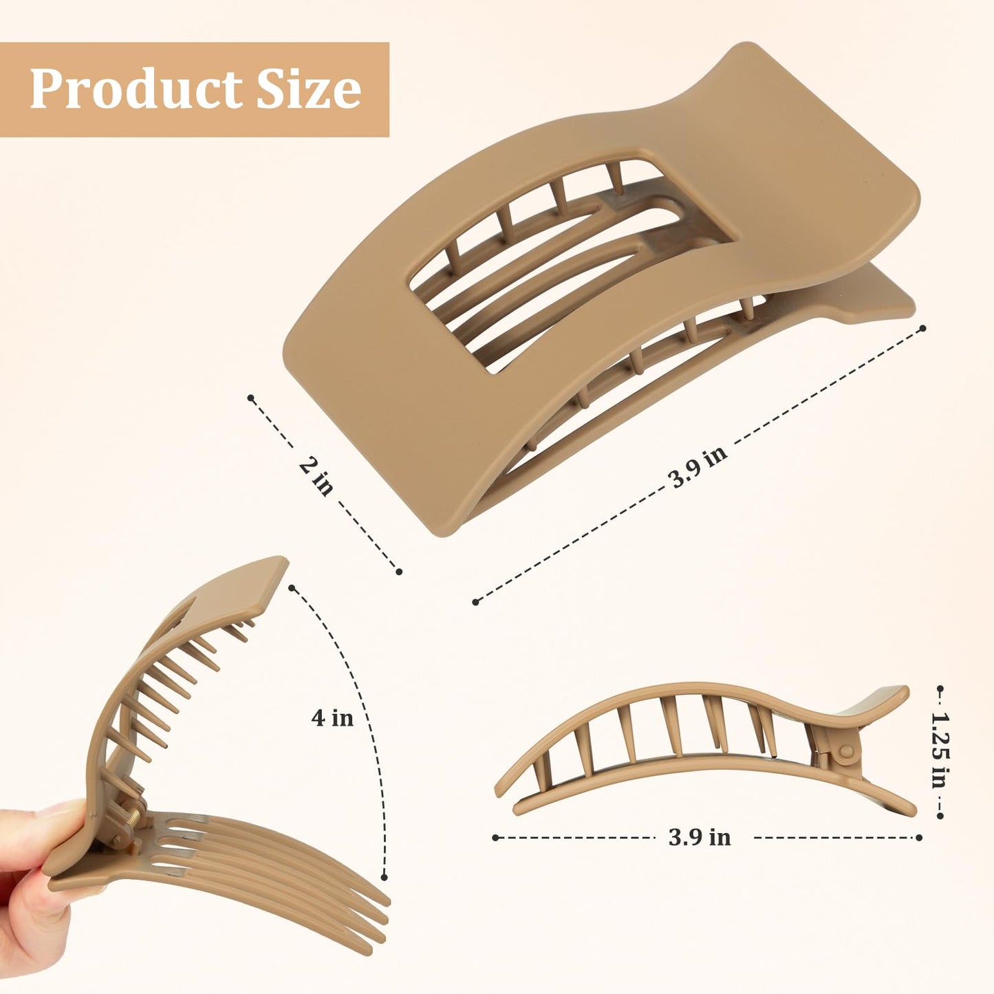 Model wearing Tsehuar flat hair clip for thick hair styling