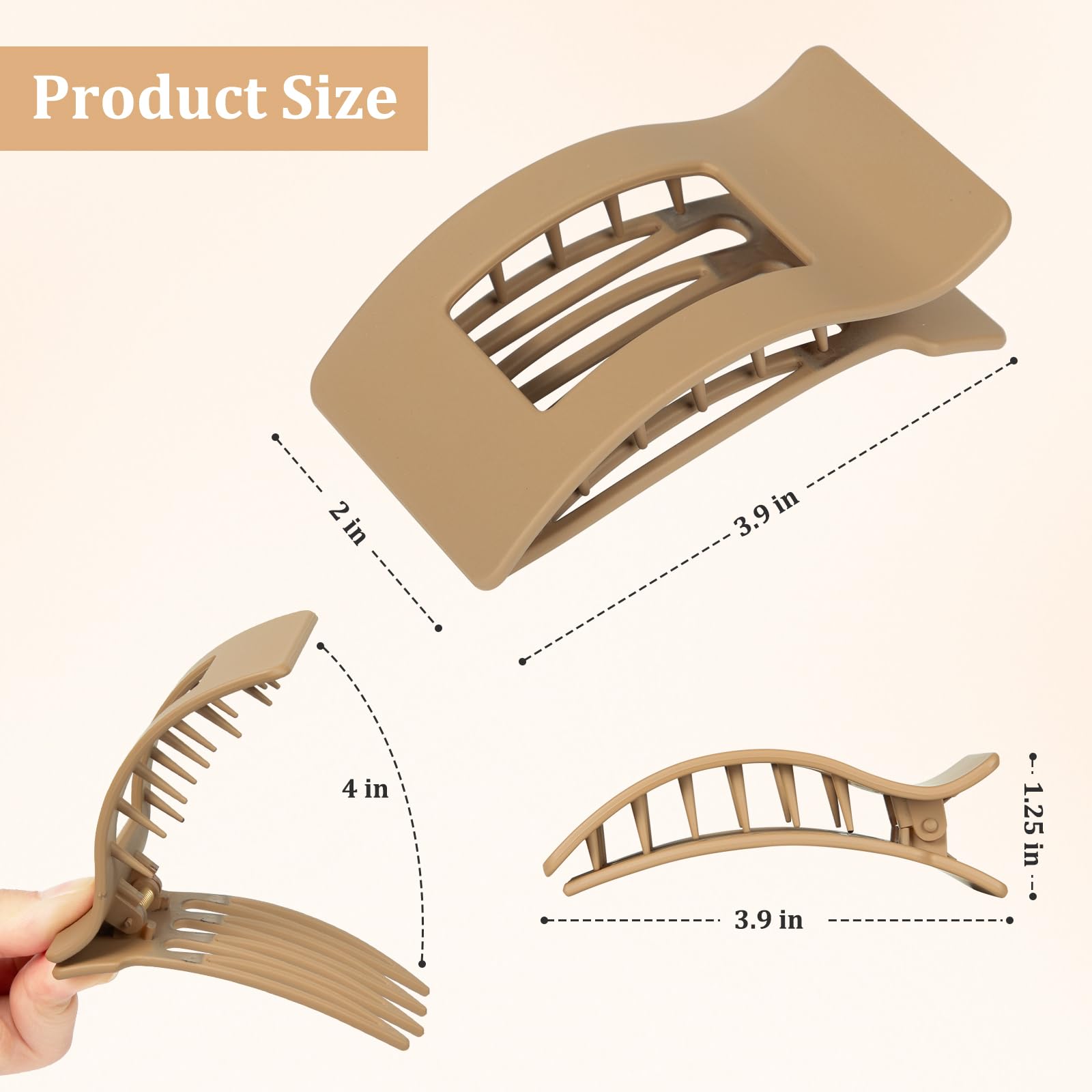 Model wearing Tsehuar flat hair clip for thick hair styling
