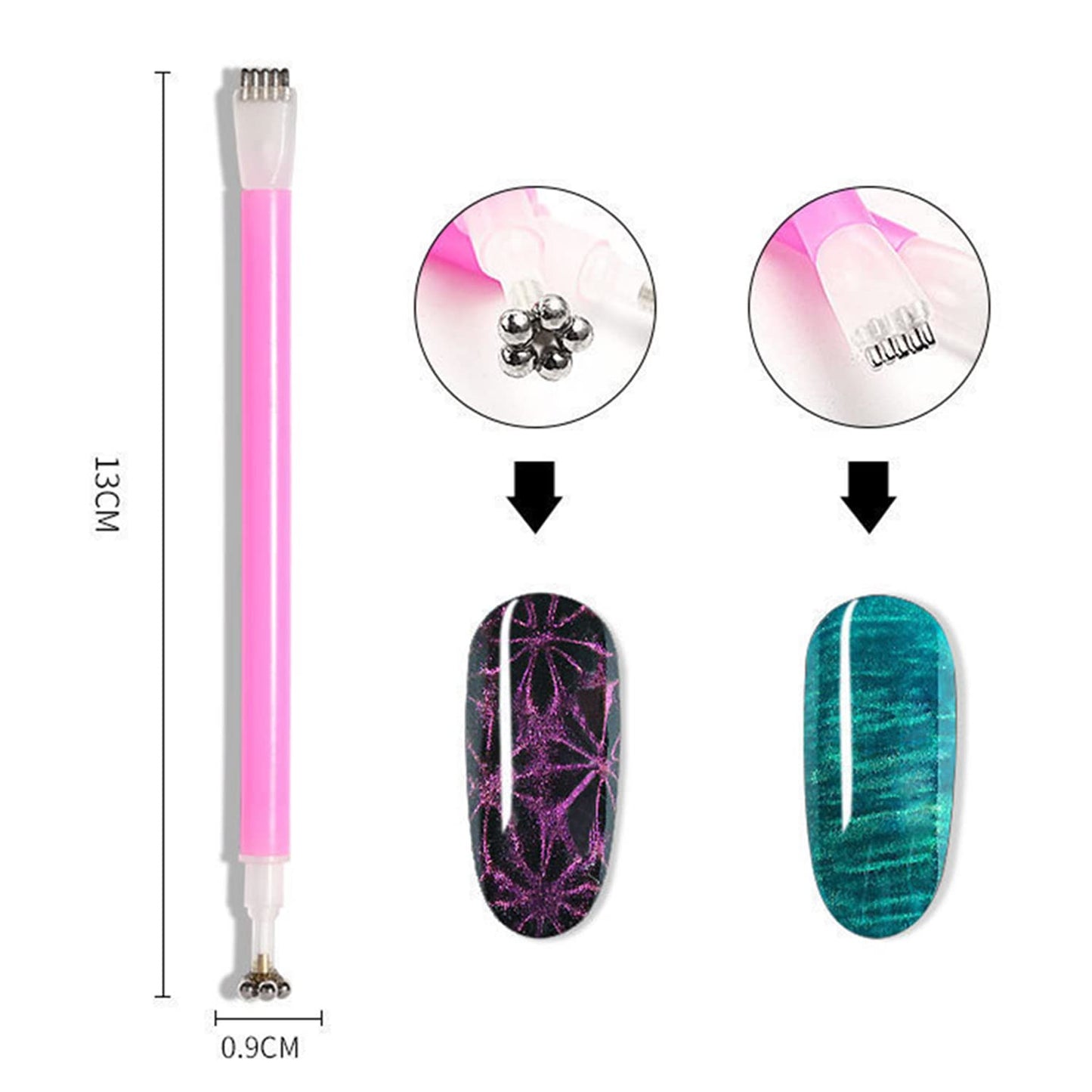 Close up view of the lightweight acrylic handles on the SILPECWEE 15 piece professional nail design kit.