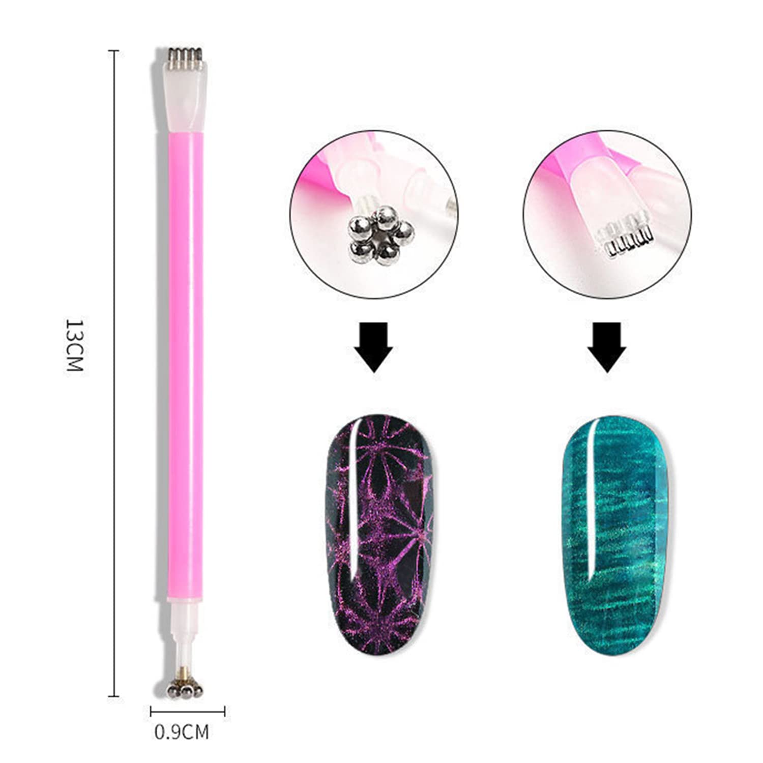 Close up view of the lightweight acrylic handles on the SILPECWEE 15 piece professional nail design kit.